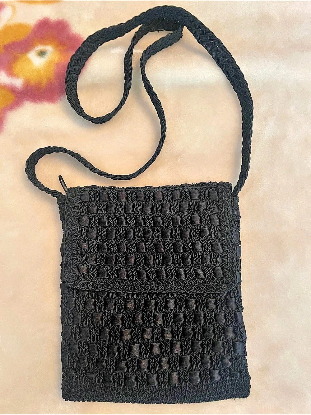 Black Woven Crossbody Bag